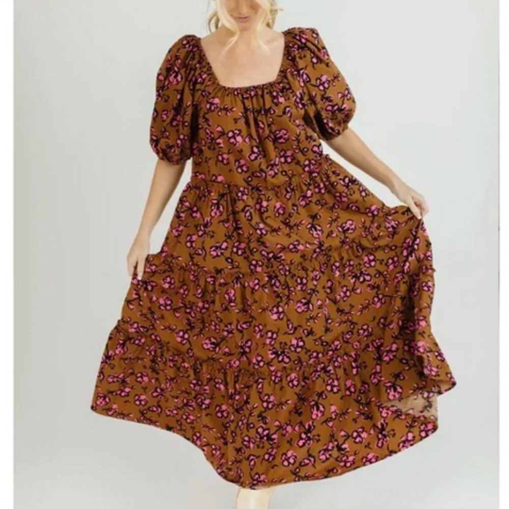 Zoco brown floral Daymaker dress, size Small.